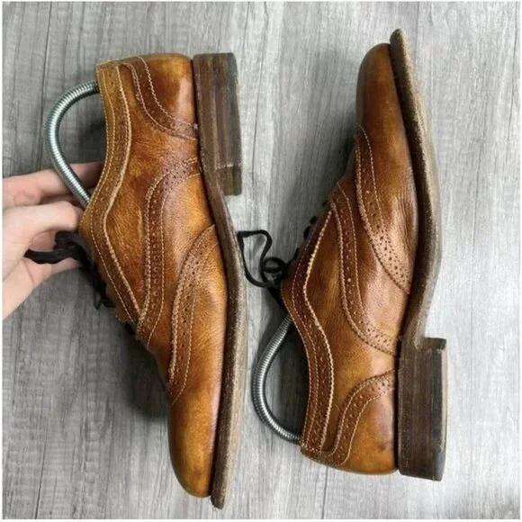 Bed Stu Womens Lita Oxfords Wingtip Leather Loafers Brown Shoes 90s Y2K Size 8